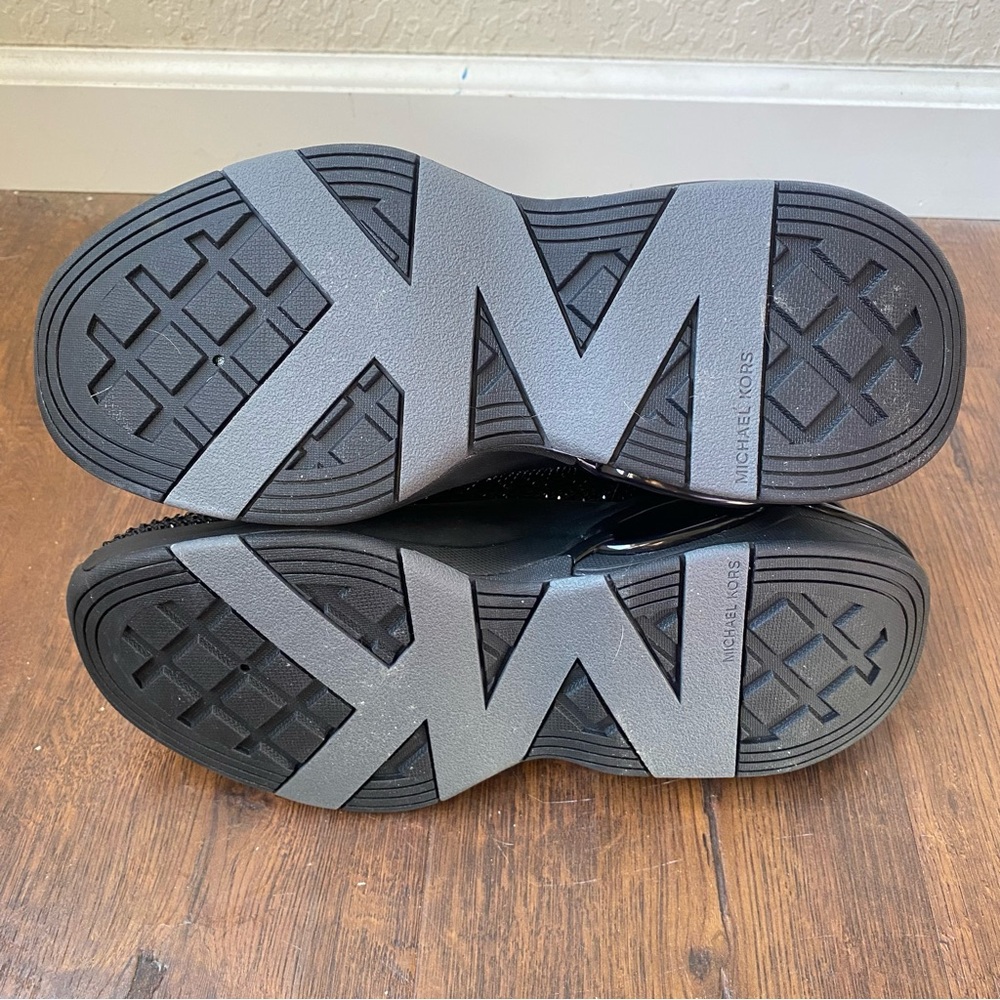 Michael Kors Black Crystal Knit Sock Sneakers with Sculpted Heel. - Picture 10 of 11